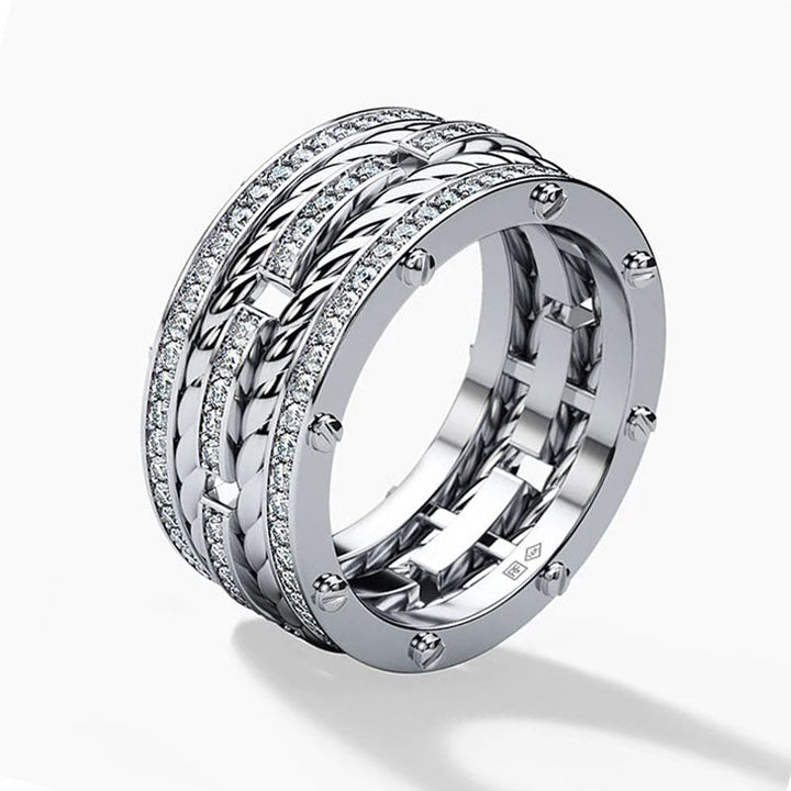 Round Cut Pave Set Rope Wedding Band For Men in Sterling Silver Shineofidamond