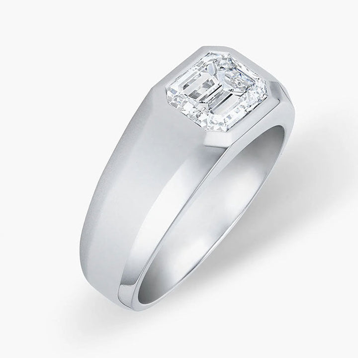 3CT Emerald Cut Silver Ring For Men Shineofidamond