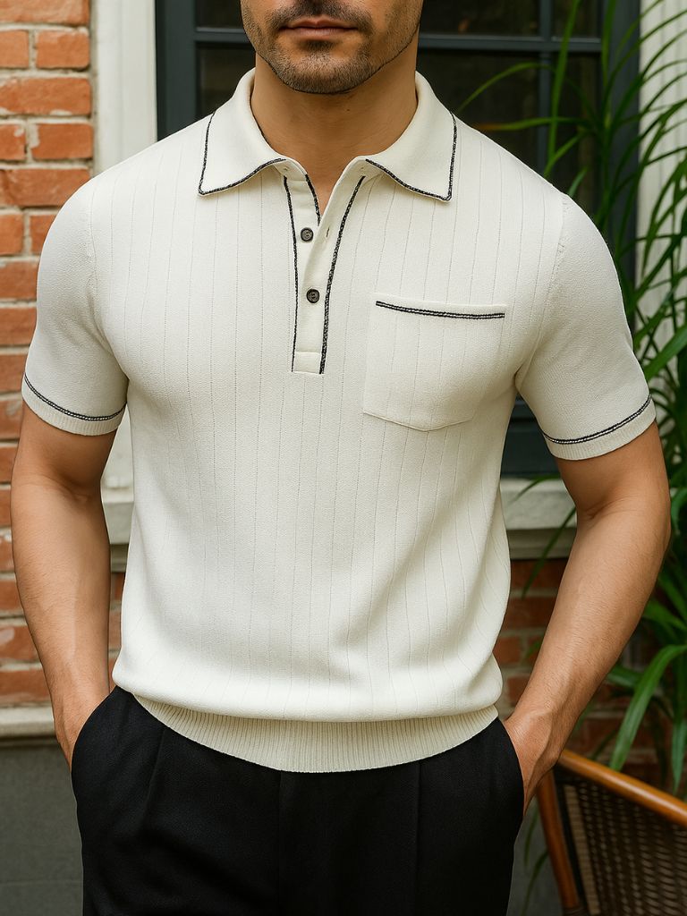 Old Money Knit Polo Shirt - Casa  Laro CASA LARO