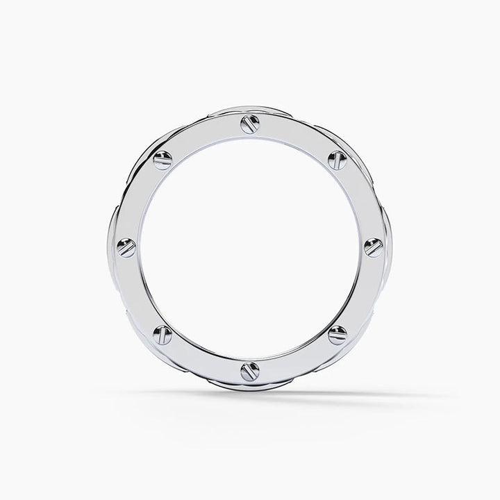 Round Cut Pave Set Rope Wedding Band For Men in Sterling Silver Shineofidamond