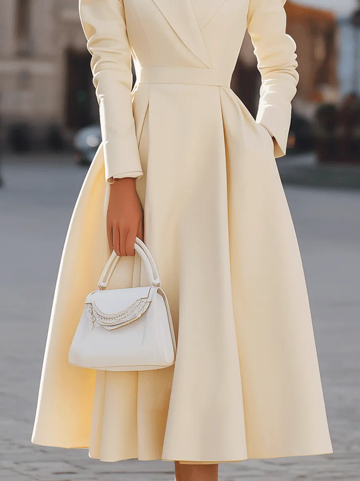 Structured-Shoulder Ivory Longline Blazer-Style - Midi Dress CASA LARO
