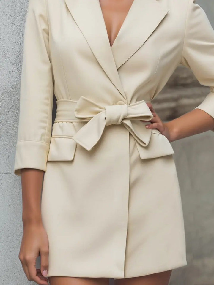 Tailored Blazer-Inspired Belted-Waist Dress - Mini Dress CASA LARO