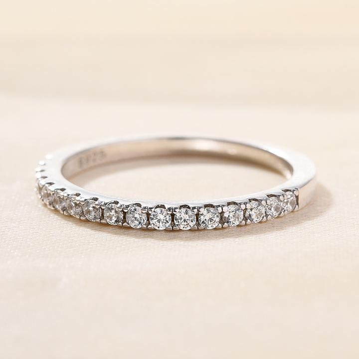 Classic Half Eternity Wedding Band In Sterling Silver Shineofdiamond