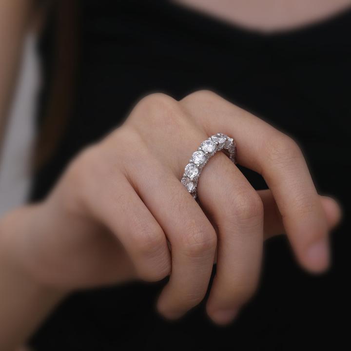 Eternity Round Cut Sterling Silver Wedding Band Shineofdiamond