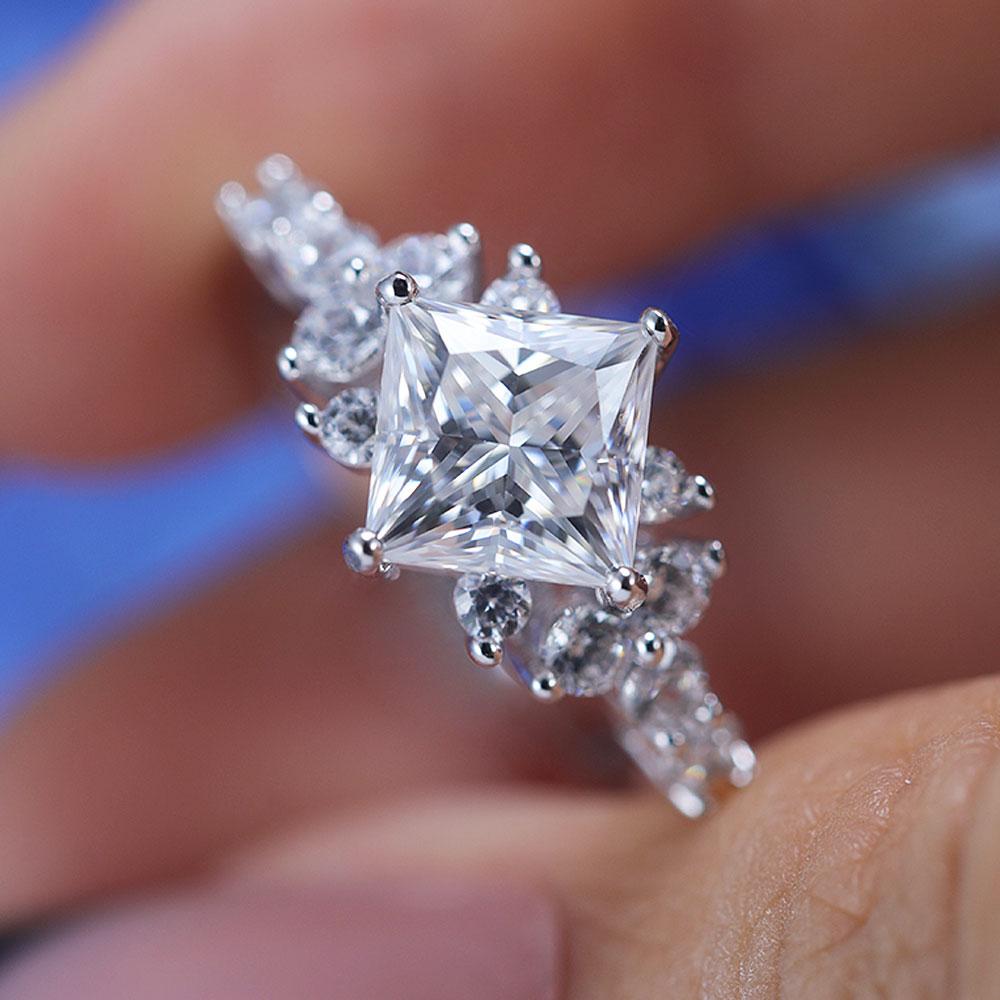 ShineofDiamond Retro Design Princess Cut Moissanite Ring Shine of Diamond