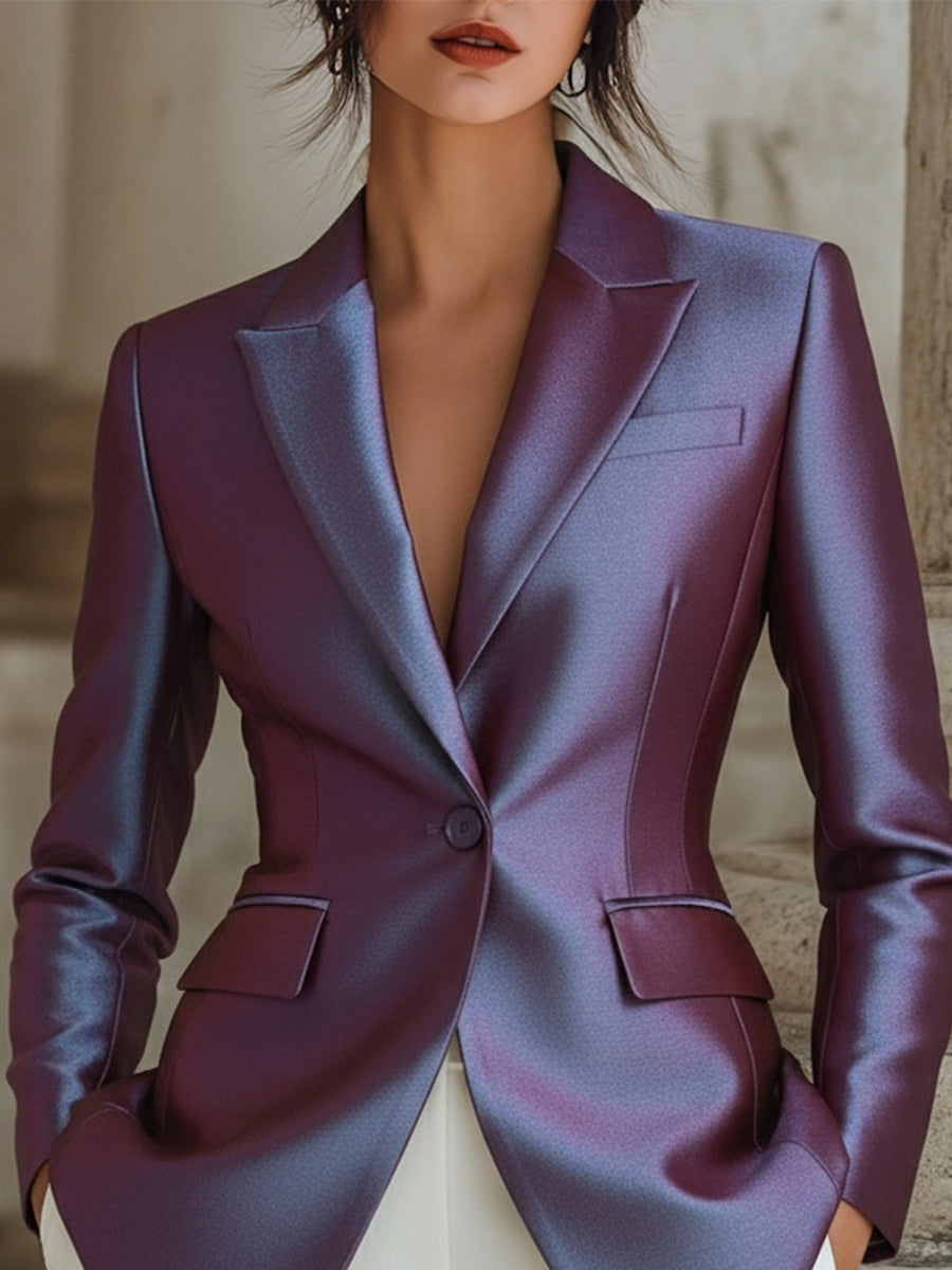 Iridescent Satin Tailored Blazer MLZ