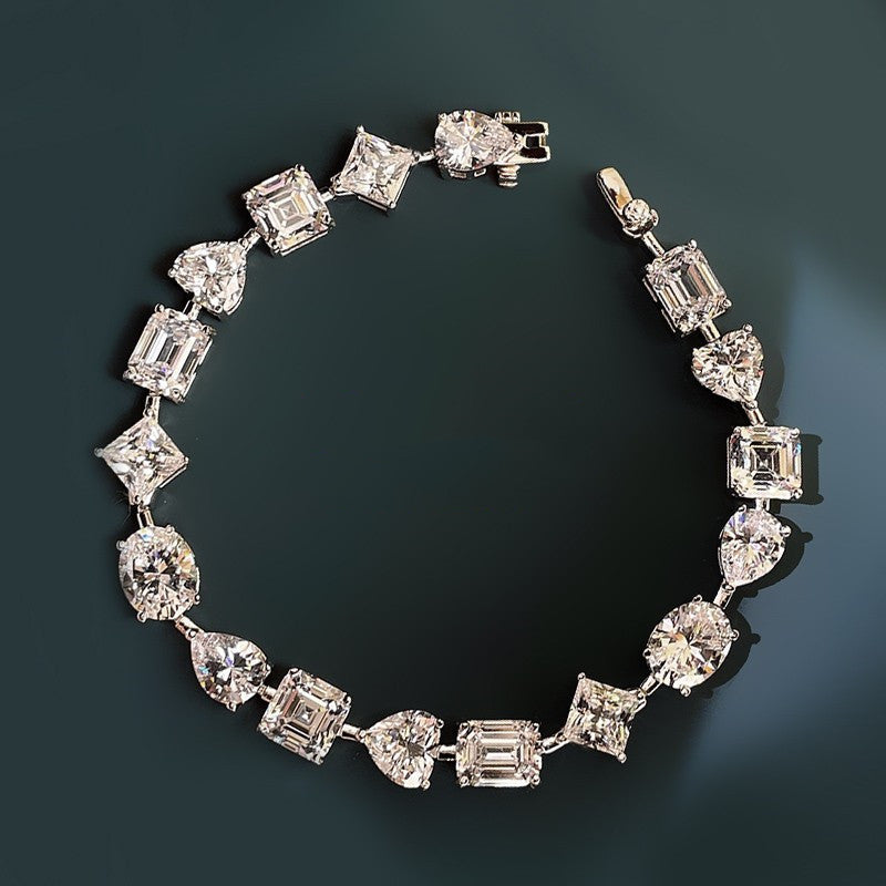 Exquisite Multishape Tennis Bracelet in Sterling Silver Shineofdiamond