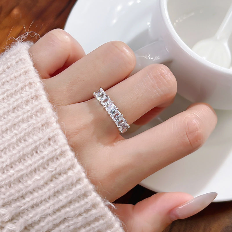 Sparkling Ice Cut Half Eternity Sterling Silver Band Carly Jewelry