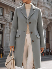 Elegant Grey Tailored Wool Coat With Sophisticated Comfort Fit - Coat