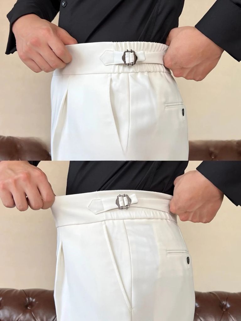 Classic Italy Sidetab Elastic Trousers - Casa  Laro CASA LARO