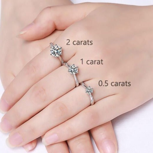 1/2 Carat D Color Snowflake Shape Bypass Shank Moissanite Sterling Silver Engagement Ring Shineofdiamond