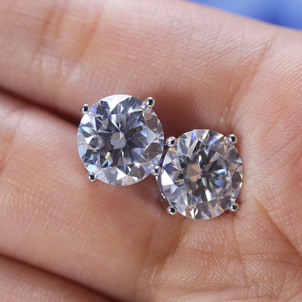 Classic 4 Prong Round Cut D Color Moissanite Stud Earrings Shine of Diamond