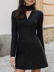Sparkling Long-Sleeve Cutout Party Bodycon - Mini Dress