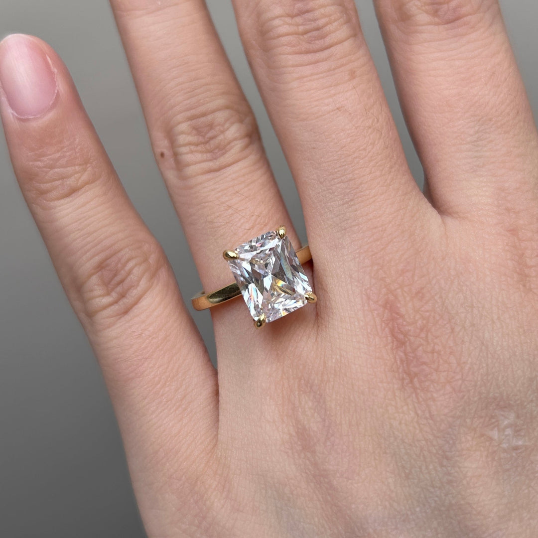 Radiant Cut Engagement Ring In Sterling Silver Shineofdiamond