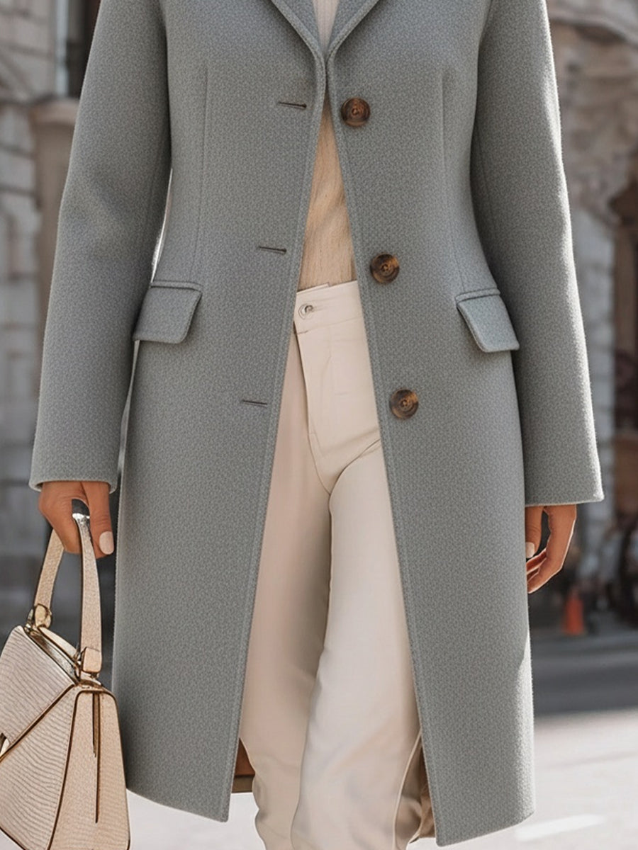 Elegant Grey Tailored Wool Coat With Sophisticated Comfort Fit - Coat