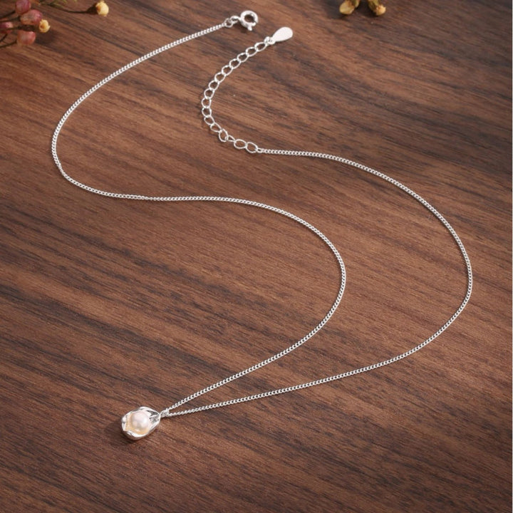 Pearl Pea Sterling Silver Necklace Shine of Diamond