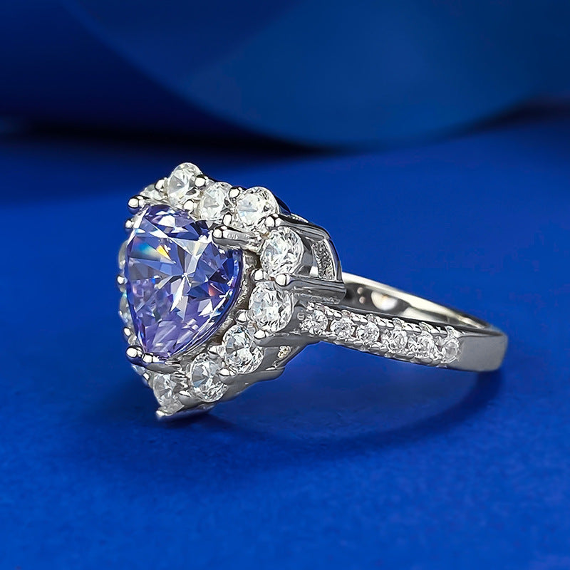 Gorgeous Purple Stone Heart Cut Engagement Ring In Sterling Silver shineofdiamond
