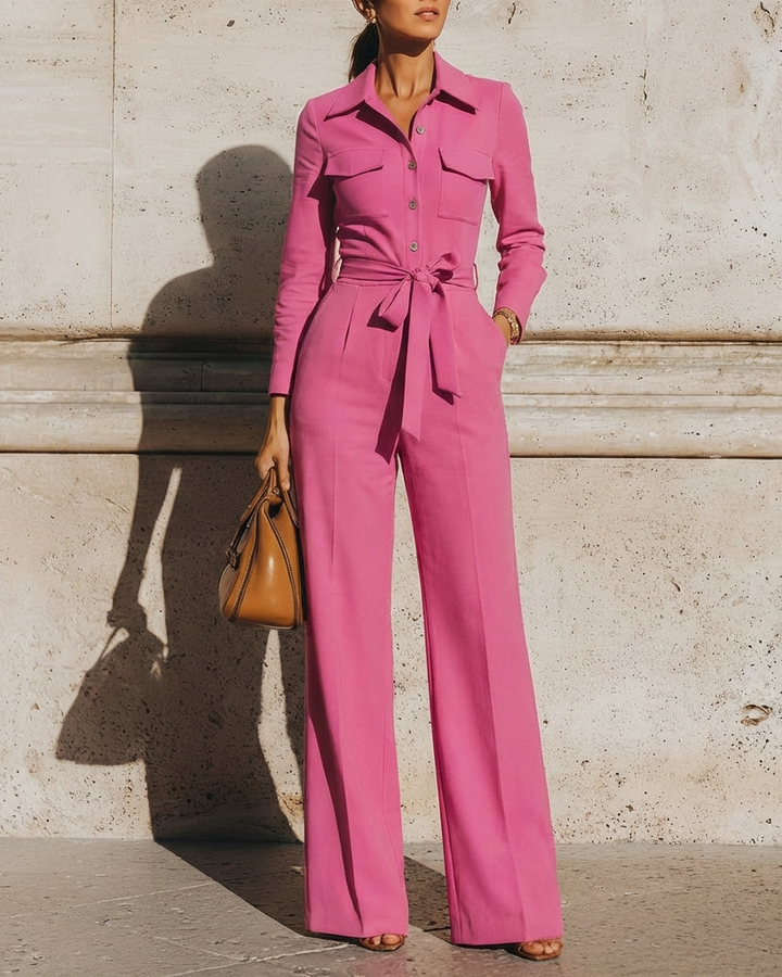 Tailored Belted Wide-Leg Jumpsuit