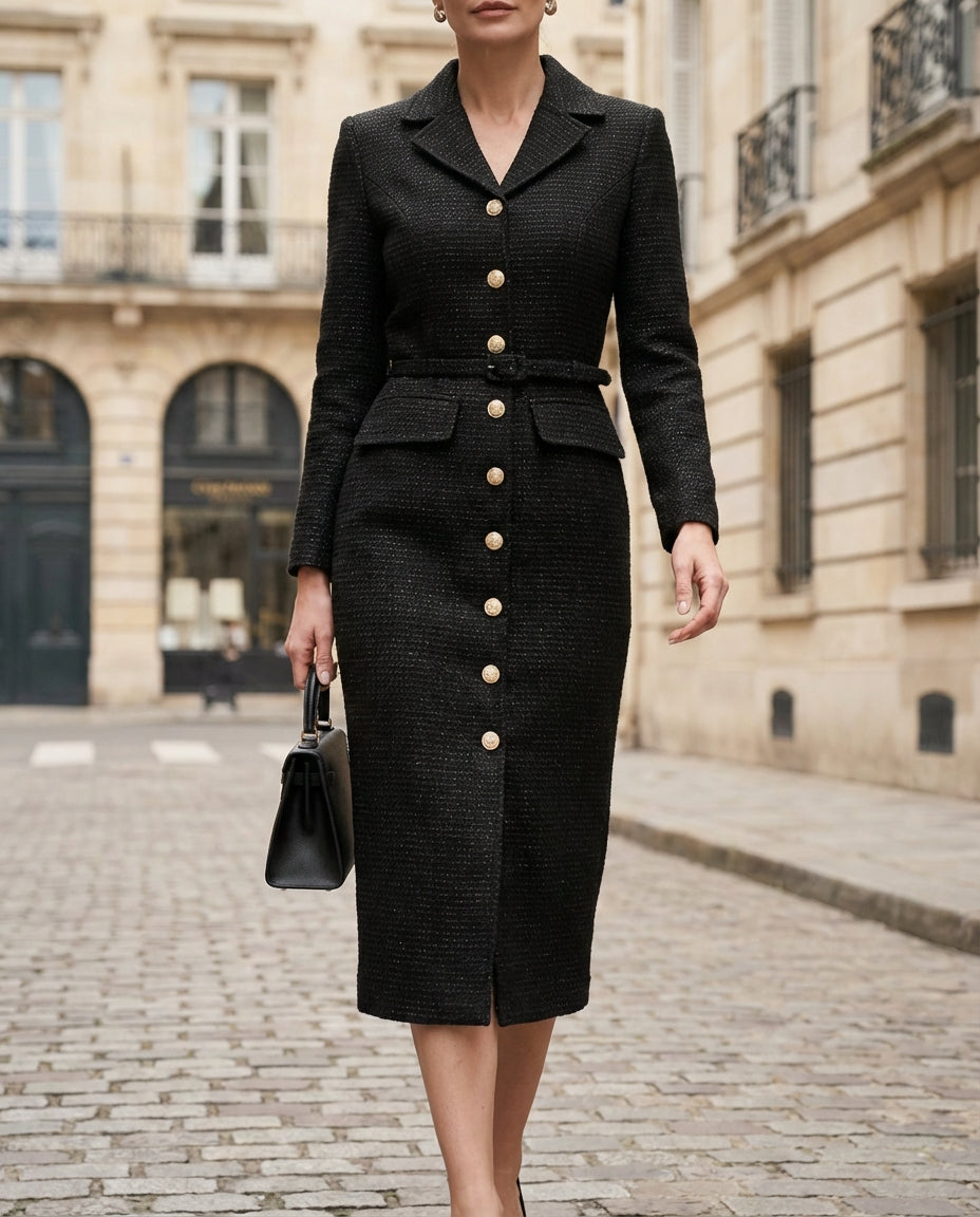 Structured Belted Blazer Style - Midi Dress