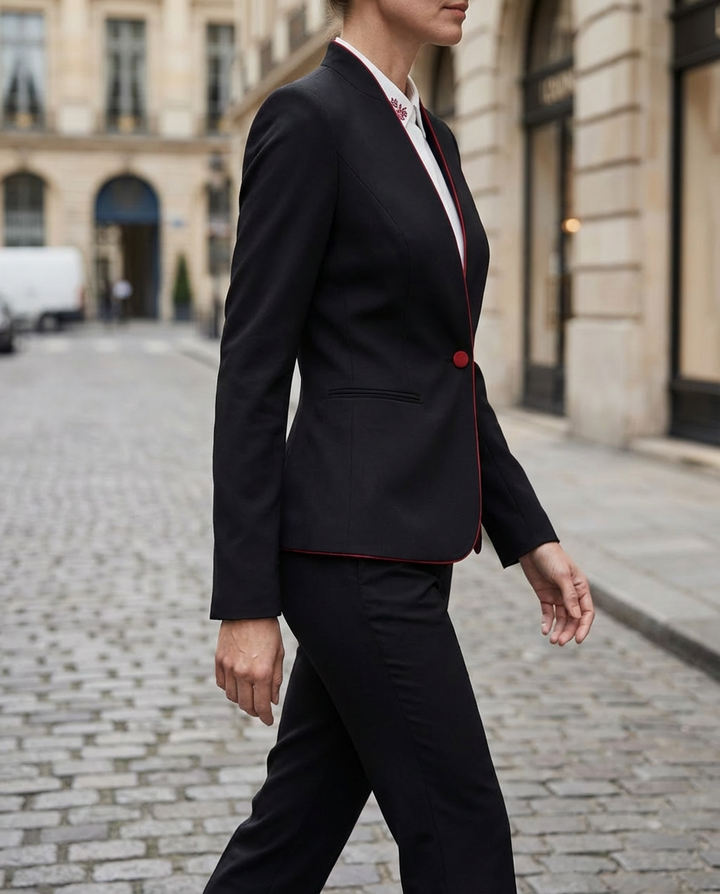 Velvet Tailored Blazer With Contrast Trim