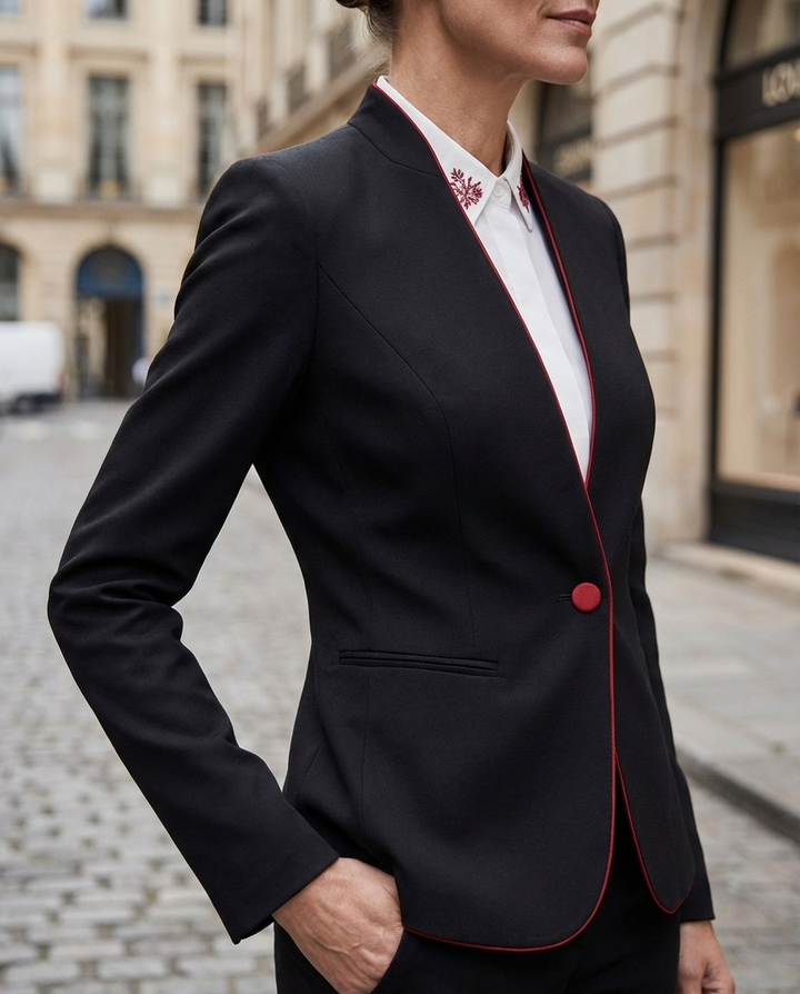 Velvet Tailored Blazer With Contrast Trim