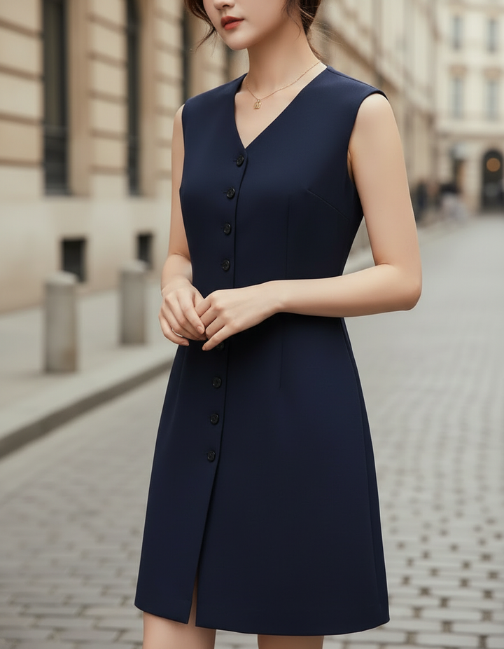 Button-Front A-Line - Mini Dress