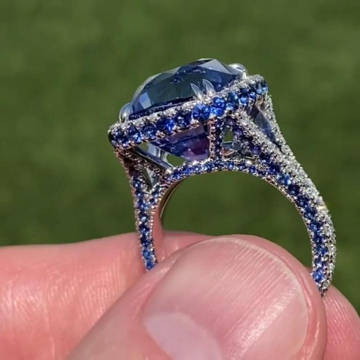 Retro Cushion Cut Halo Party Engagement Ring Shineofidamond