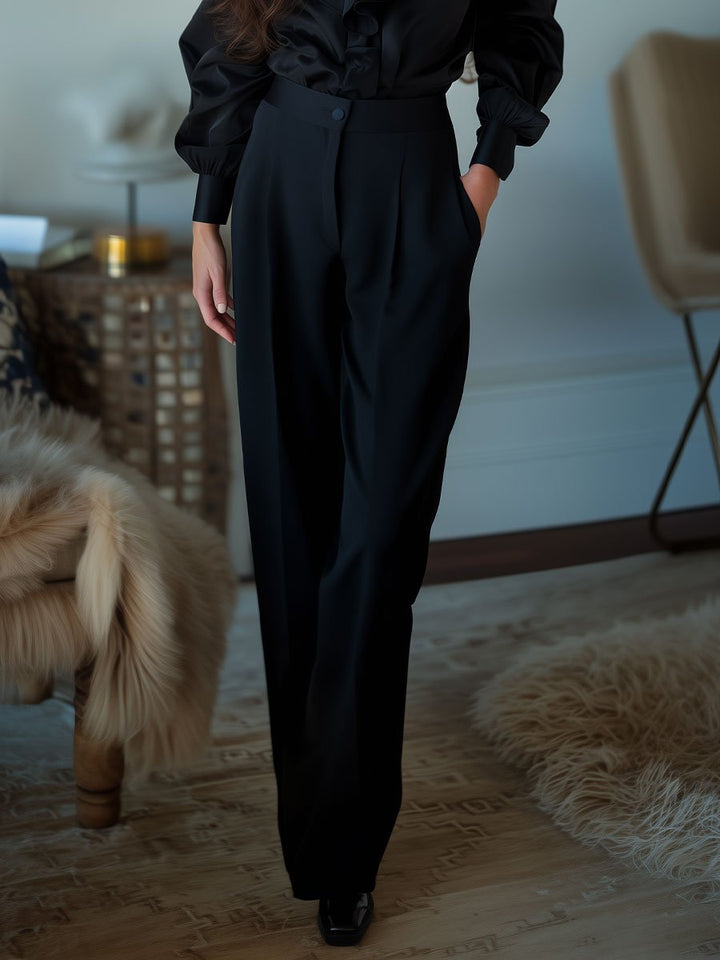 Classic High-Waisted Black Trousers with a Tailored Fit HWT
