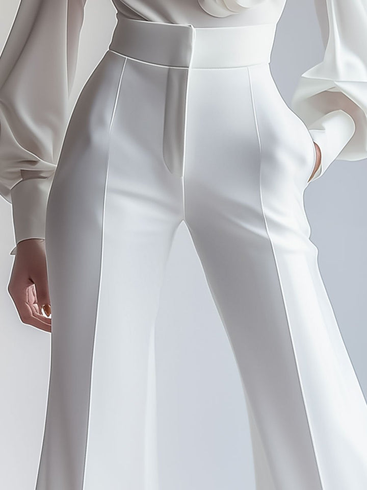 Elegant White High-Waisted Trousers HWT