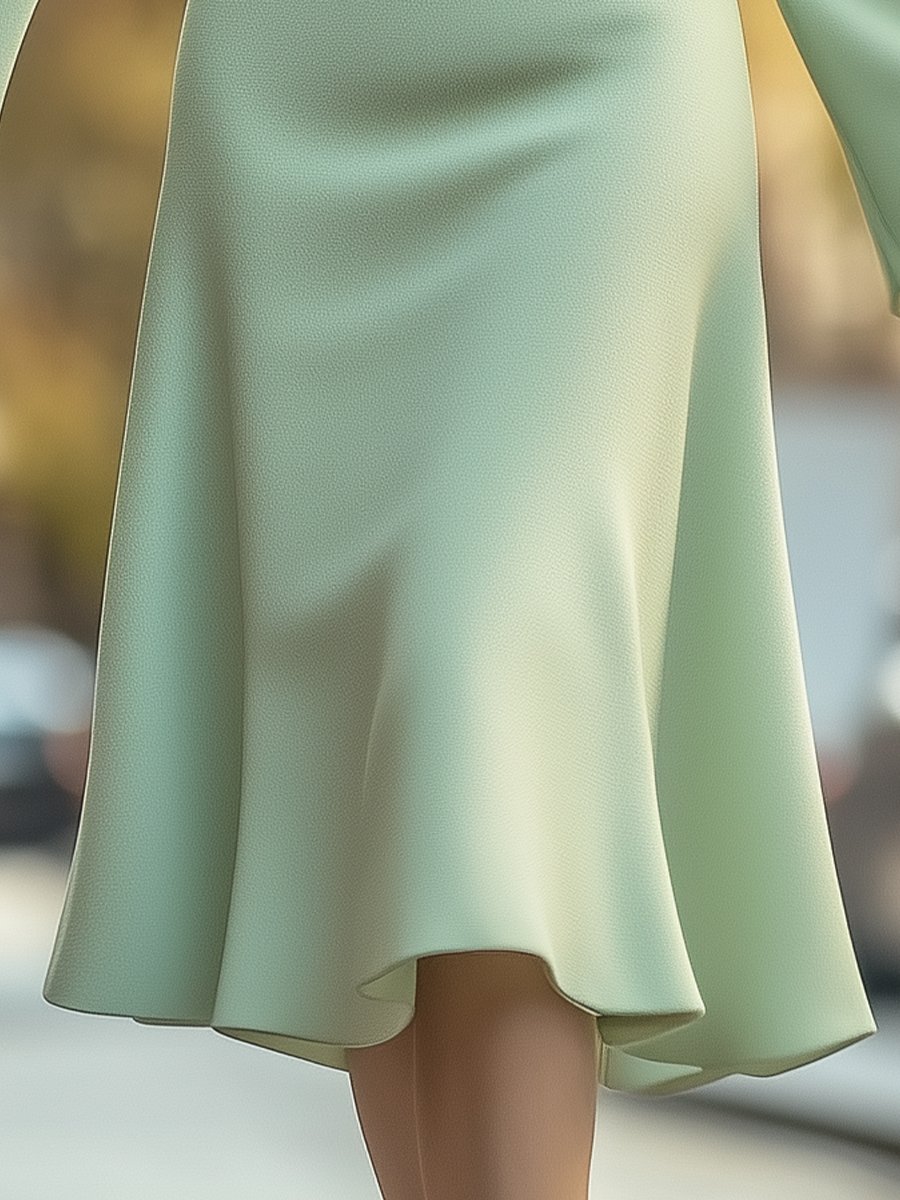 Mint Green 3D Floral A-Line - Midi Dress