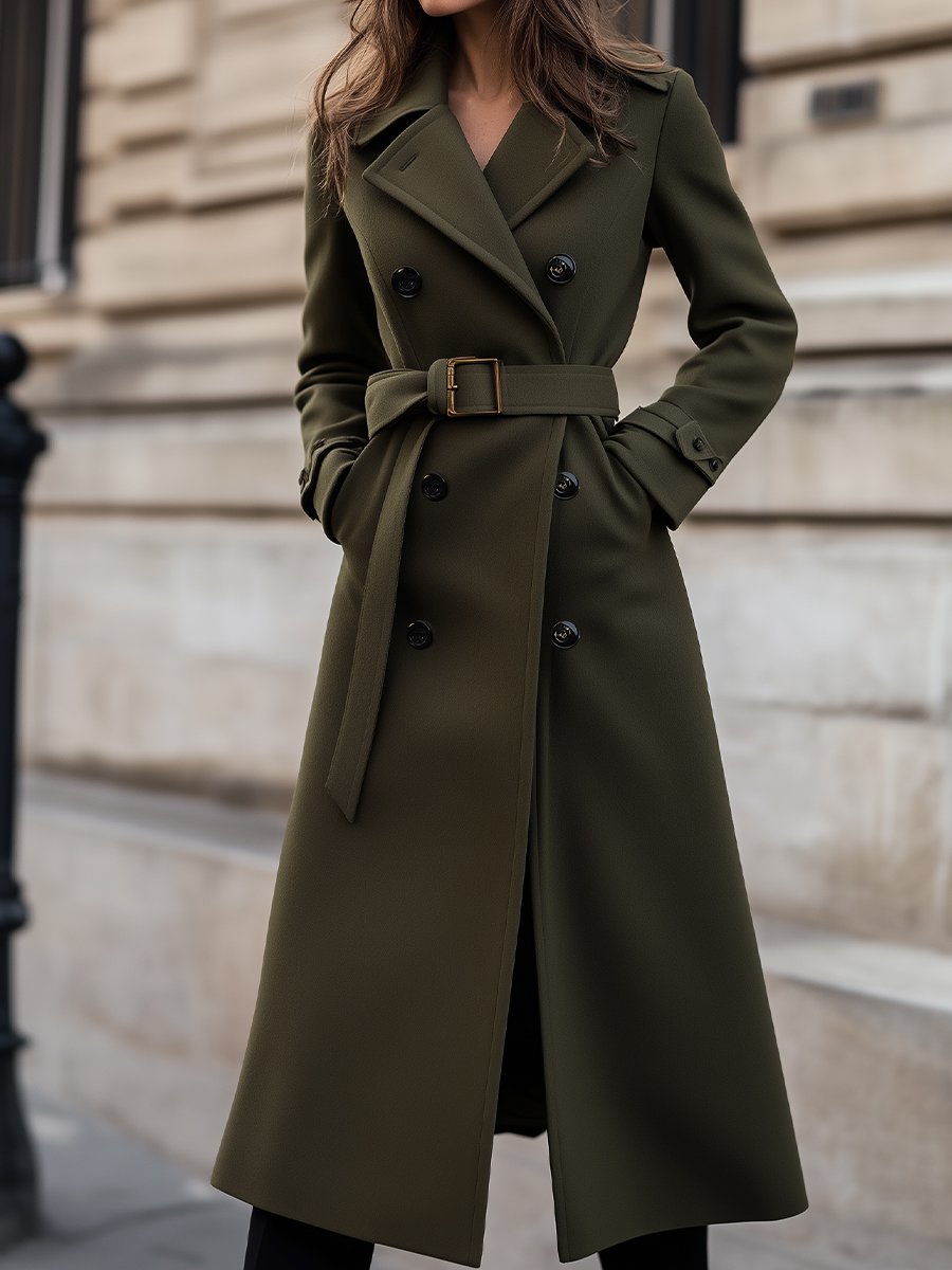 Tailored Olive Green Wool, Classic Winter Style - Wool Coat