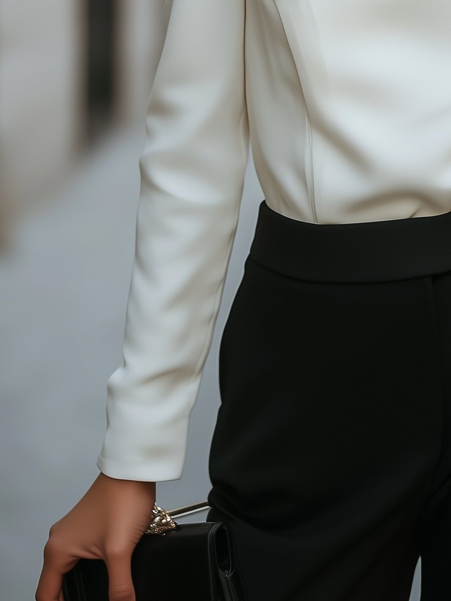 Asymmetric Button-Front White Top - Blouse