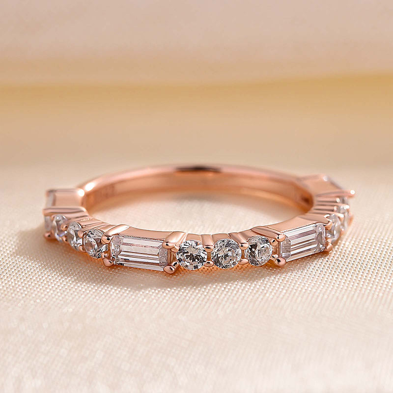 Dainty Rose Gold Tone Wedding Band In Sterling Silver Carly Jewelry