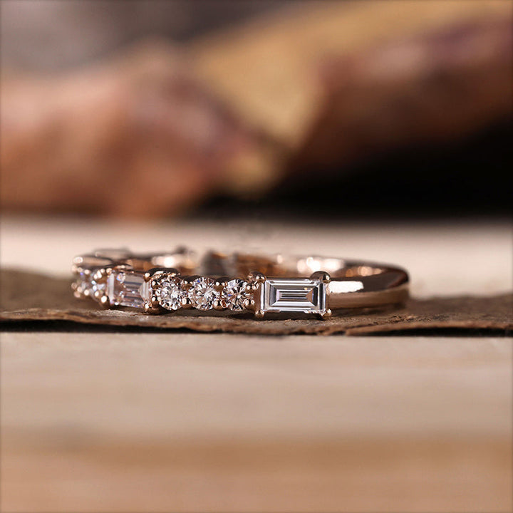 Dainty Rose Gold Tone Wedding Band In Sterling Silver Carly Jewelry