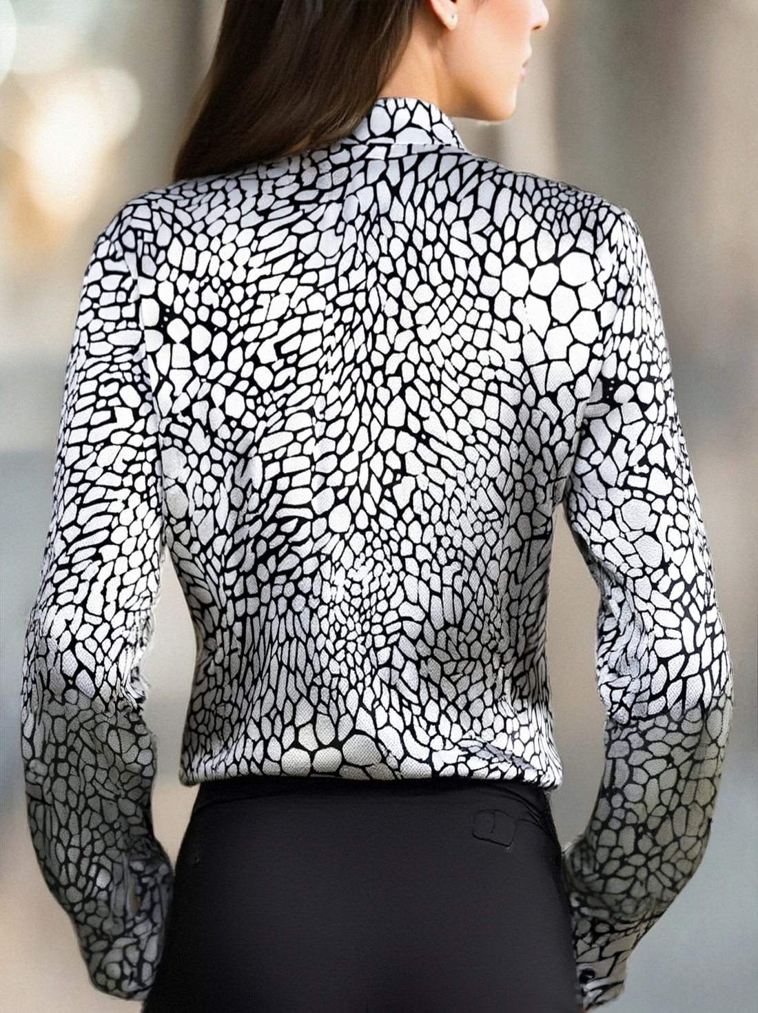 Modern Satin Printed Snake Pattern - Blouse