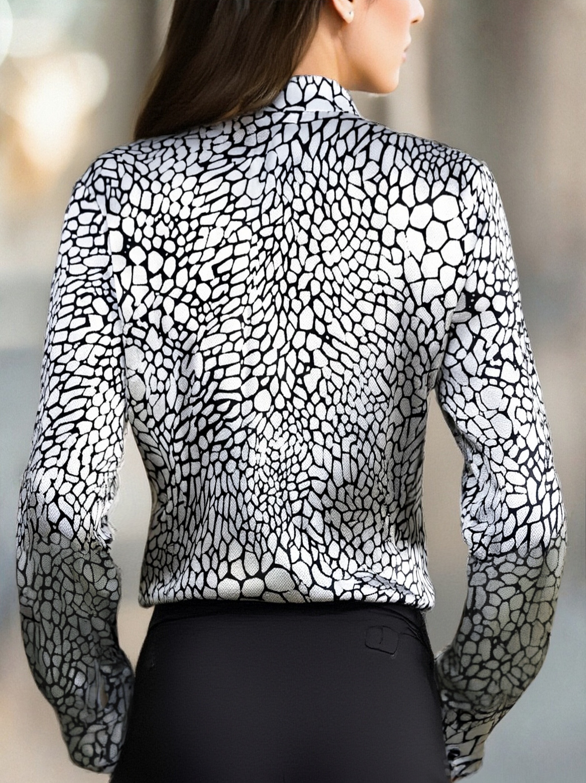 Modern Satin Printed Snake Pattern - Blouse