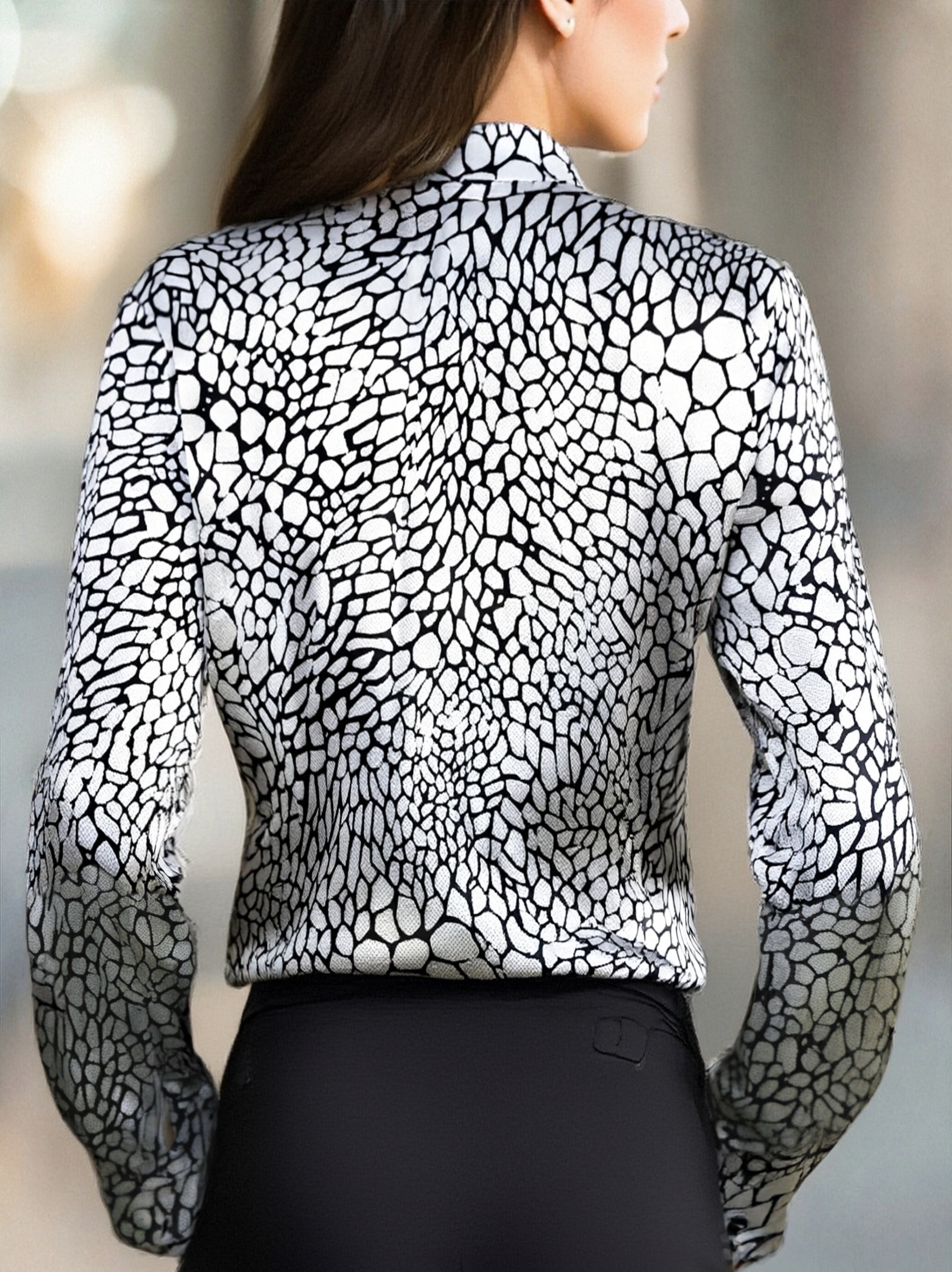 Modern Satin Printed Snake Pattern - Blouse