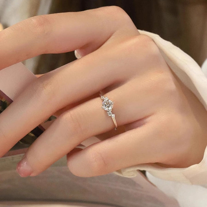 1CT Round Cut Lunaire Cluster Moissanite Engagement Ring in Sterling Silver hot