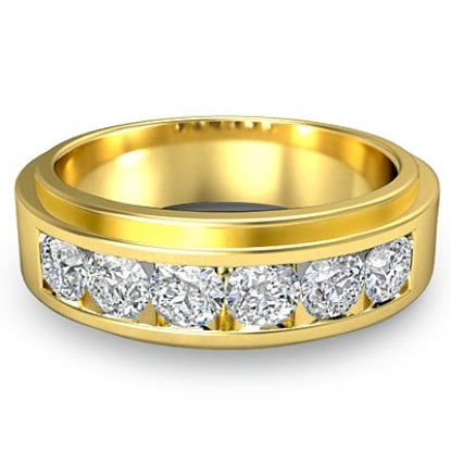 Round Cut Half Stone Wedding Band for Men Shineofidamond