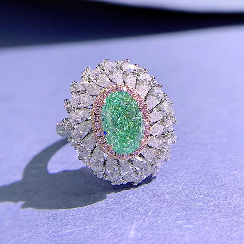 Vintage Luxury Oval Cut Paraiba Tourmaline Ring in Sterling Silver Shineofdiamond