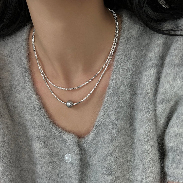 Elegant Pearl Necklace in Sterling Silver Shineofdiamond