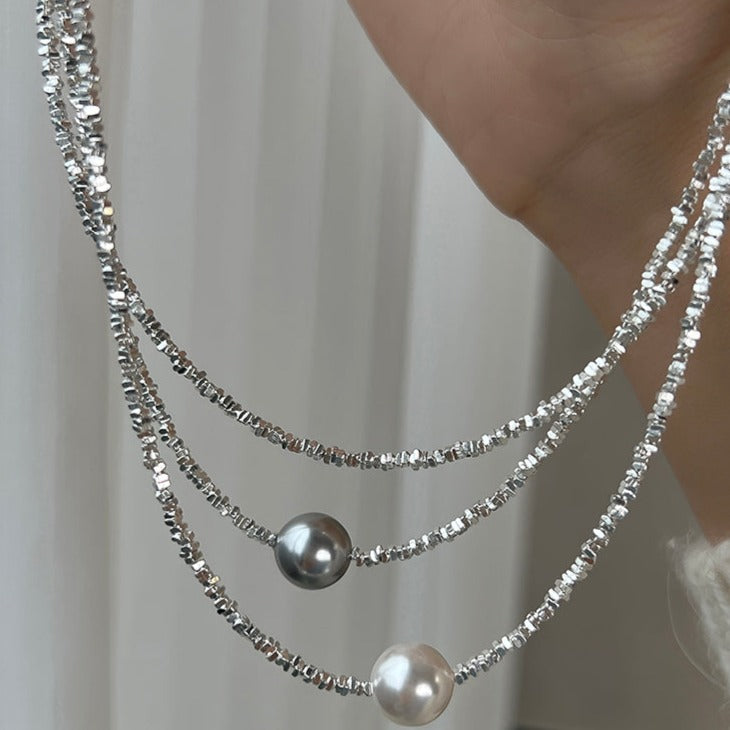 Elegant Pearl Necklace in Sterling Silver Shineofdiamond