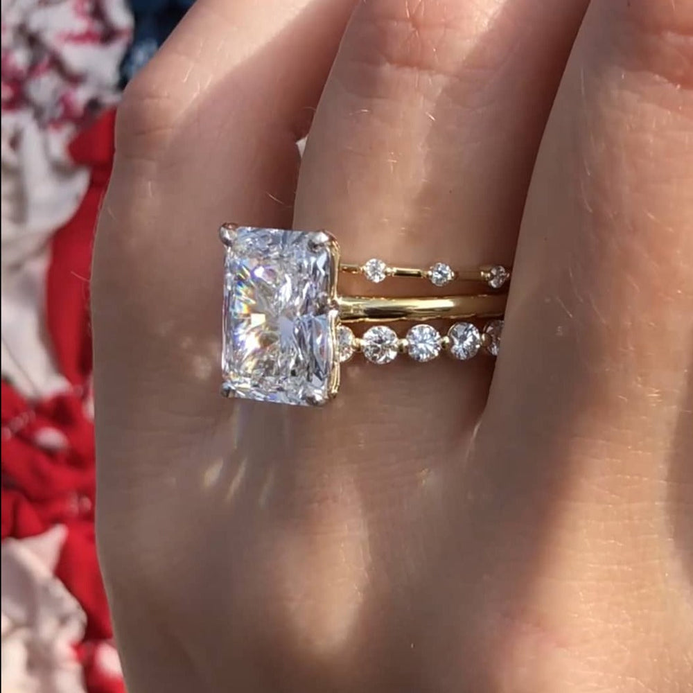 3Pcs Stunning Radiant Cut Bridal Set In Sterling Silver Shineofdiamond