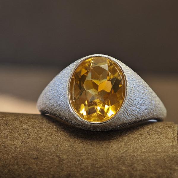 Oval Cut Citrine Open Ring in Sterling Silver Shineofidamond
