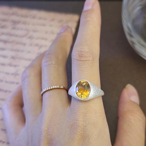 Oval Cut Citrine Open Ring in Sterling Silver Shineofidamond