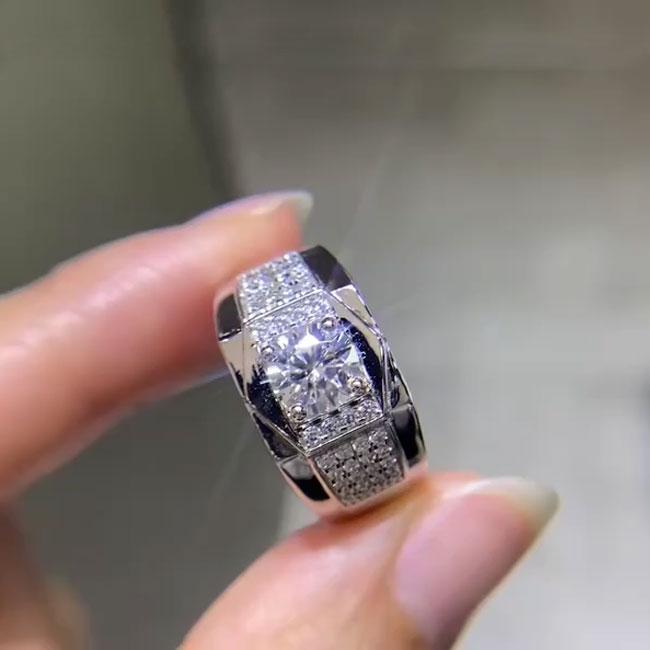 Sterling Silver Four Row Stone Wedding Band Shineofidamond