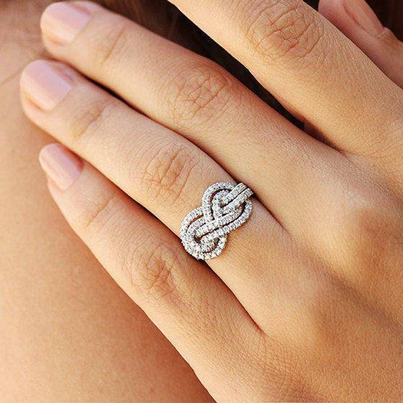 Criss Cross Knot Ring Band in Sterling Silver Shineofdiamond