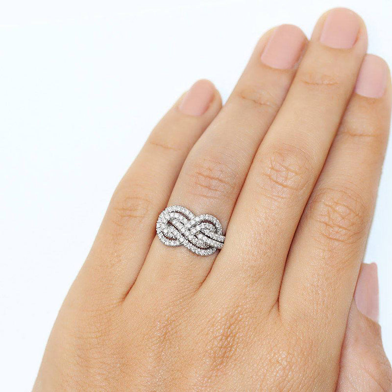 Criss Cross Knot Ring Band in Sterling Silver Shineofdiamond