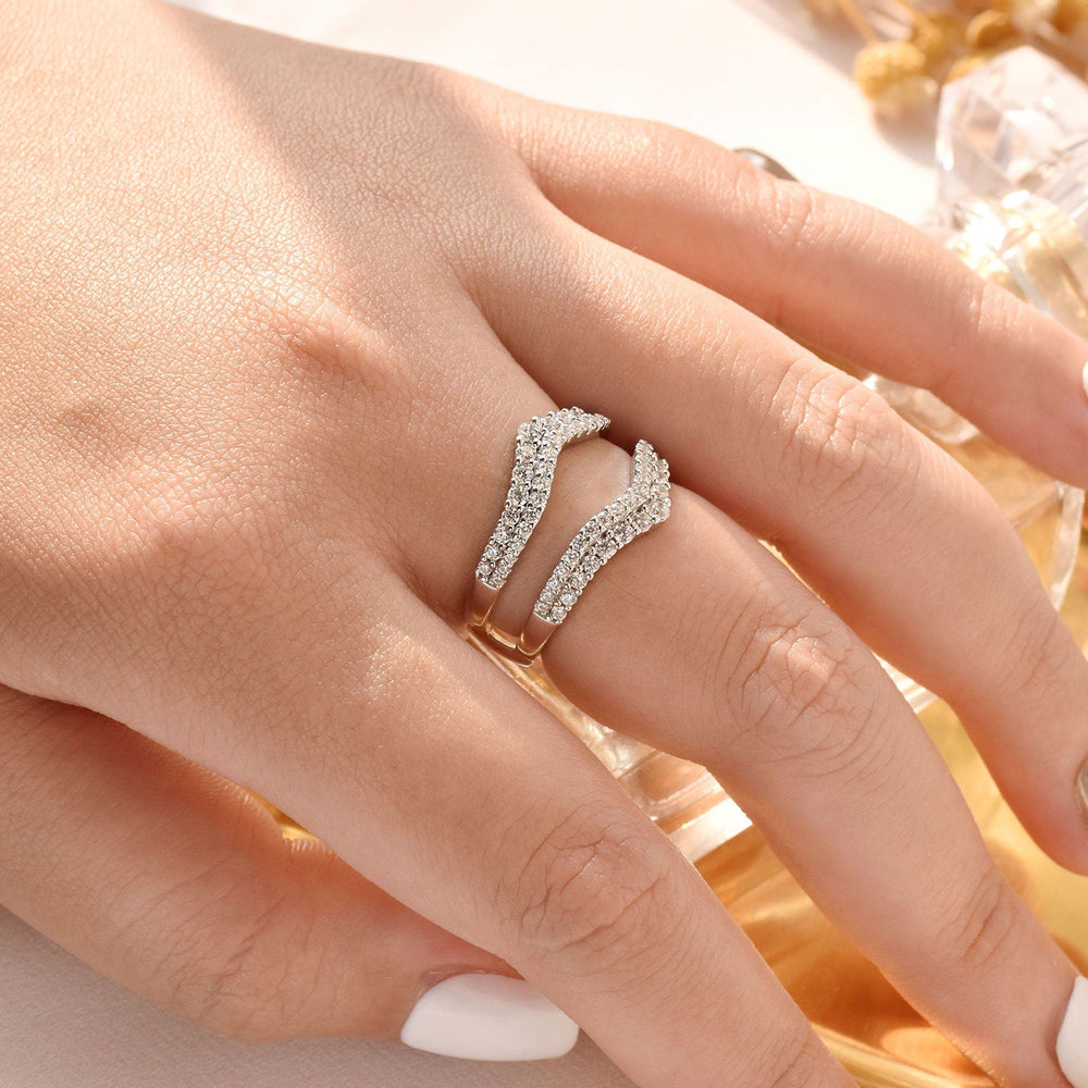 Double Row Elegant Ring Enhancer in Sterling Silver Shineofdiamond