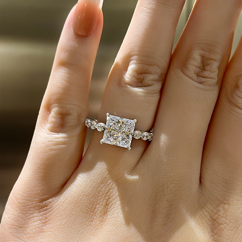 Solitaire Princess Cut Engagement Ring Anniversary Ring in Sterling Silver Shineofdiamond